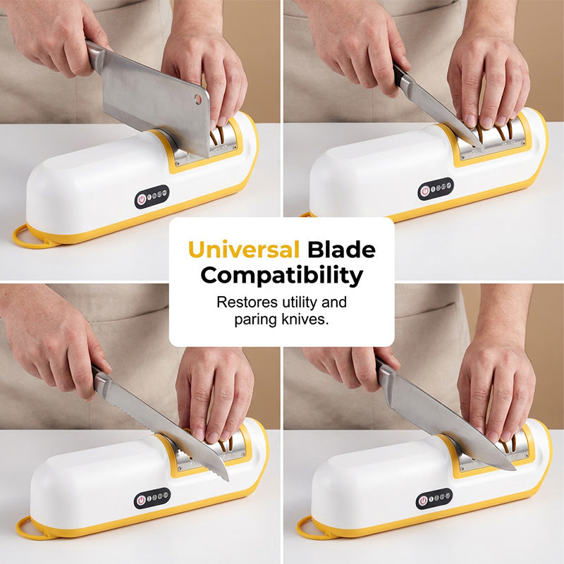 🥳2026 HOT SALE🥳💞50K+ SOLD! 🔪⚡ 50% OFF! Automatic Knife Sharpener – dual-stage coarse & fine, 3 speed settings, restores razor-sharp edges in seconds. Effortless precision! 🛡️💪