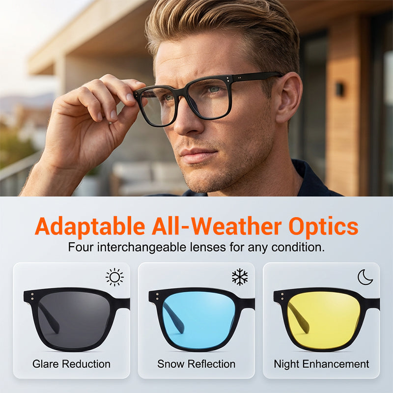 🥳2026 HOT SALE🥳💞50K+ SOLD!👓🧲 50% OFF! Magnetic 3‑in‑1 Glasses – Swap lenses in a snap: clear, polarised & night vision. One frame, endless clarity! 🌙✨