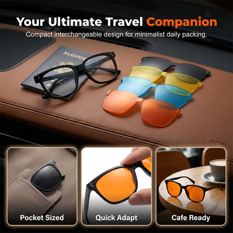 🥳2026 HOT SALE🥳💞50K+ SOLD!👓🧲 50% OFF! Magnetic 3‑in‑1 Glasses – Swap lenses in a snap: clear, polarised & night vision. One frame, endless clarity! 🌙✨