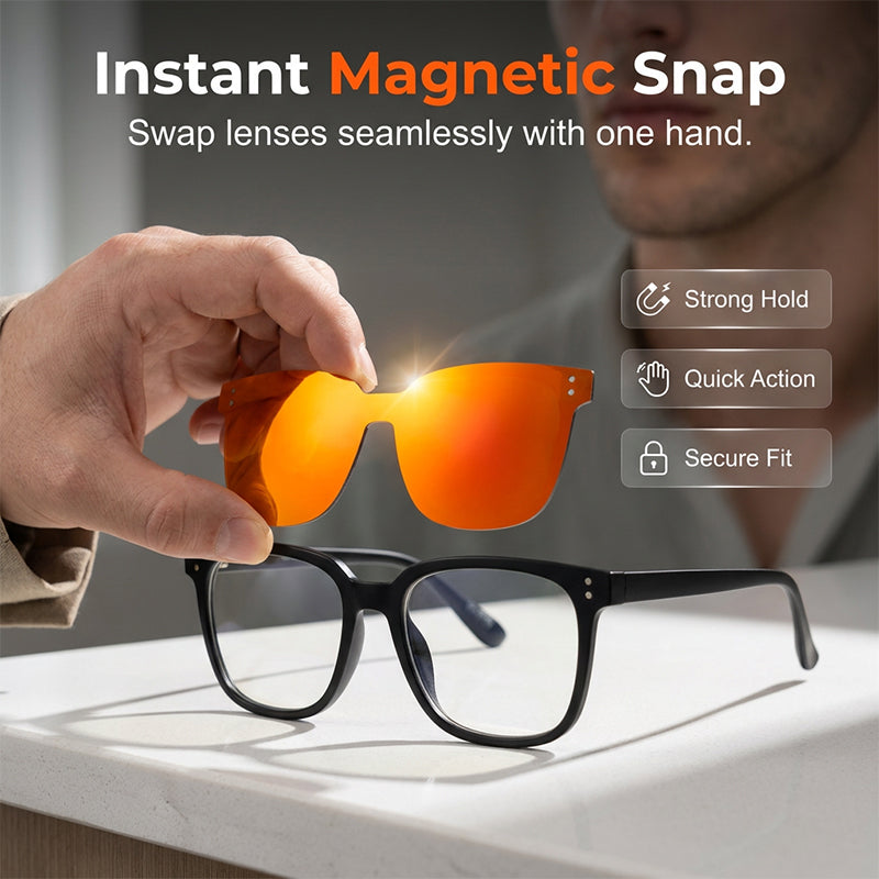 🥳2026 HOT SALE🥳💞50K+ SOLD!👓🧲 50% OFF! Magnetic 3‑in‑1 Glasses – Swap lenses in a snap: clear, polarised & night vision. One frame, endless clarity! 🌙✨