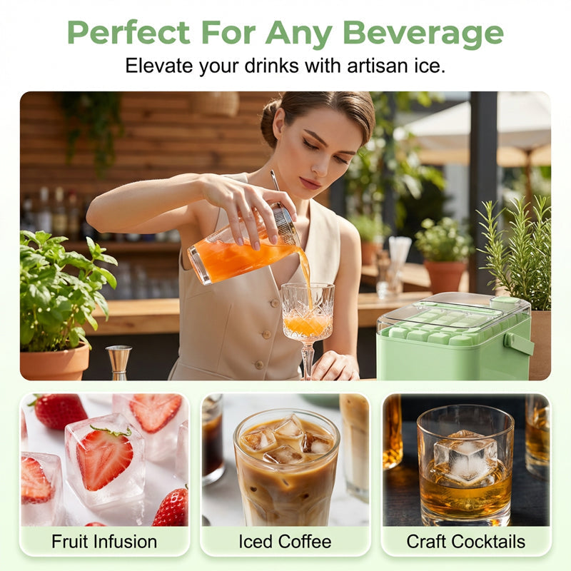 🥳2026 HOT SALE🥳💞50K+ SOLD!❄️🔒 50% OFF! Press‑Type Ice Tray with Storage – Airtight lid blocks fridge odours, keeps ice pure & fresh. Large bin, includes scoop. A kitchen must! 🧊💪
