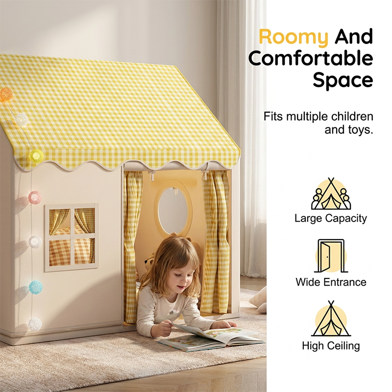 🥳2026 HOT SALE🥳💞50K+ SOLD!🏰✨ 50% OFF! Dream Play Tent for Kids – Fairy lights, roomy interior & gingham style. A magical hideaway for little imaginations! 🌙🌈