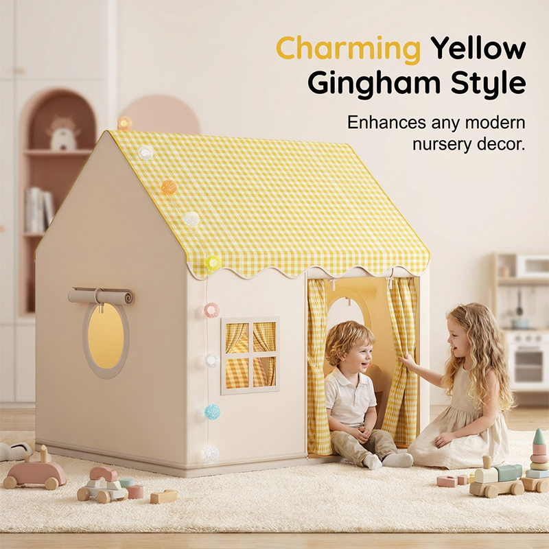 🥳2026 HOT SALE🥳💞50K+ SOLD!🏰✨ 50% OFF! Dream Play Tent for Kids – Fairy lights, roomy interior & gingham style. A magical hideaway for little imaginations! 🌙🌈