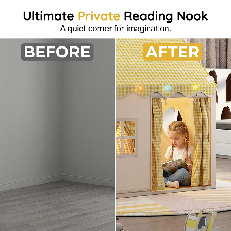 🥳2026 HOT SALE🥳💞50K+ SOLD!🏰✨ 50% OFF! Dream Play Tent for Kids – Fairy lights, roomy interior & gingham style. A magical hideaway for little imaginations! 🌙🌈