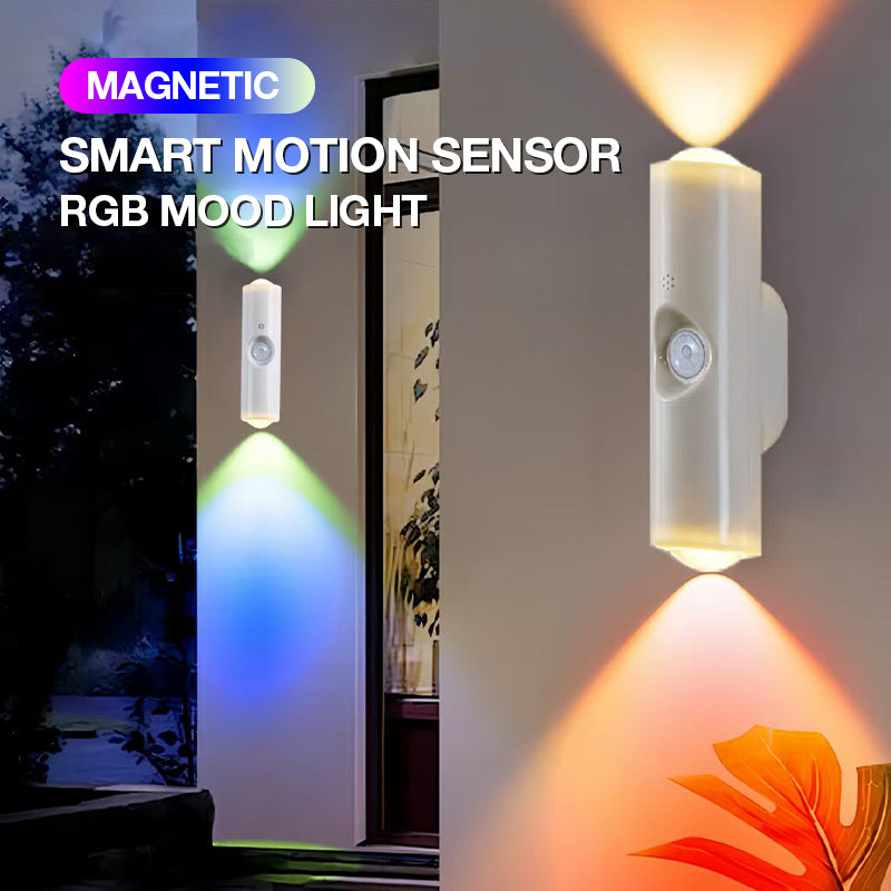 🥳2026 HOT SALE🥳💞50K+ SOLD! 💡🌙 Magnetic Motion Sensor Light – auto-on within 5m, 15s auto-off. RGB + warm white, magnetic mount, no tools. Safe night trips to the bathroom! 🚻✅