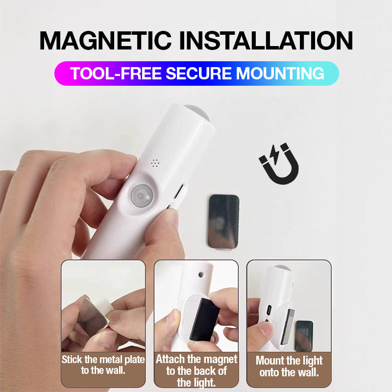 🥳2026 HOT SALE🥳💞50K+ SOLD! 💡🌙 Magnetic Motion Sensor Light – auto-on within 5m, 15s auto-off. RGB + warm white, magnetic mount, no tools. Safe night trips to the bathroom! 🚻✅