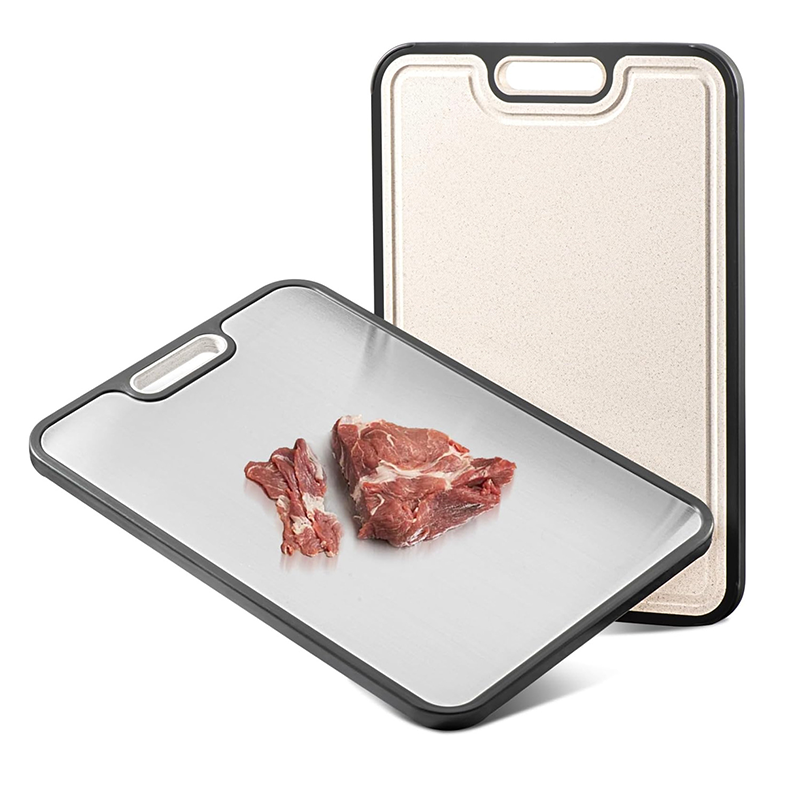 🥳2026 HOT SALE🥳💞50K+ SOLD!🔪🥩 50% OFF! Titanium Cutting Board – Dual‑surface: titanium for meat, wheat straw for veg. Anti‑slip, juice groove, easy clean. Perfect for every kitchen! 🧼✨