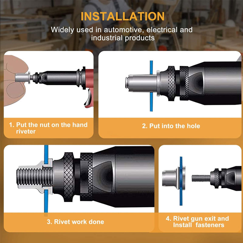 🥳2026 HOT SALE🥳💞50K+ SOLD! 🔧✨ 50% OFF! Flat Head Threaded Insert Nut Rivet Nuts Set – Multi-size, corrosion resistant & easy install. Works on wood, metal & plastic – perfect for furniture, automotive & DIY projects! 🛠️💪