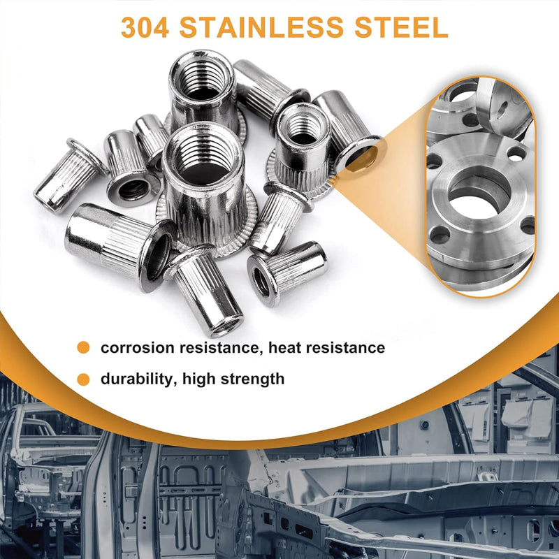 🥳2026 HOT SALE🥳💞50K+ SOLD! 🔧✨ 50% OFF! Flat Head Threaded Insert Nut Rivet Nuts Set – Multi-size, corrosion resistant & easy install. Works on wood, metal & plastic – perfect for furniture, automotive & DIY projects! 🛠️💪