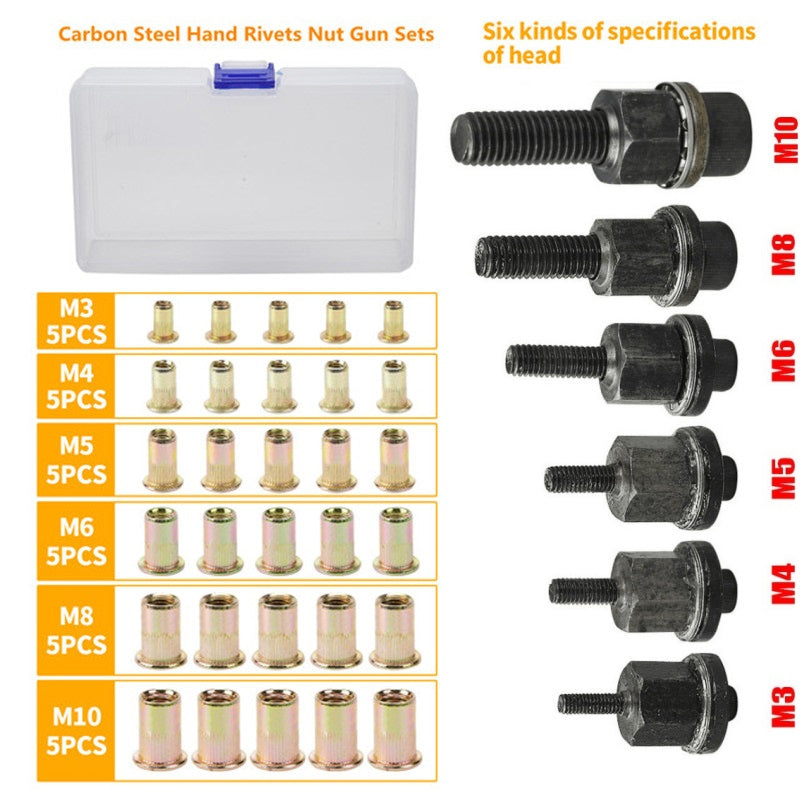 🥳2026 HOT SALE🥳💞50K+ SOLD! 🔧✨ 50% OFF! Flat Head Threaded Insert Nut Rivet Nuts Set – Multi-size, corrosion resistant & easy install. Works on wood, metal & plastic – perfect for furniture, automotive & DIY projects! 🛠️💪