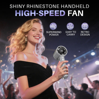 🥳2026 HOT SALE🥳💞50K+ SOLD!💎🌀 50% OFF! Rhinestone Handheld Fan – Powerful wind, long battery life. Stepless speed control, quiet operation. Cool & chic anywhere! ✨💤