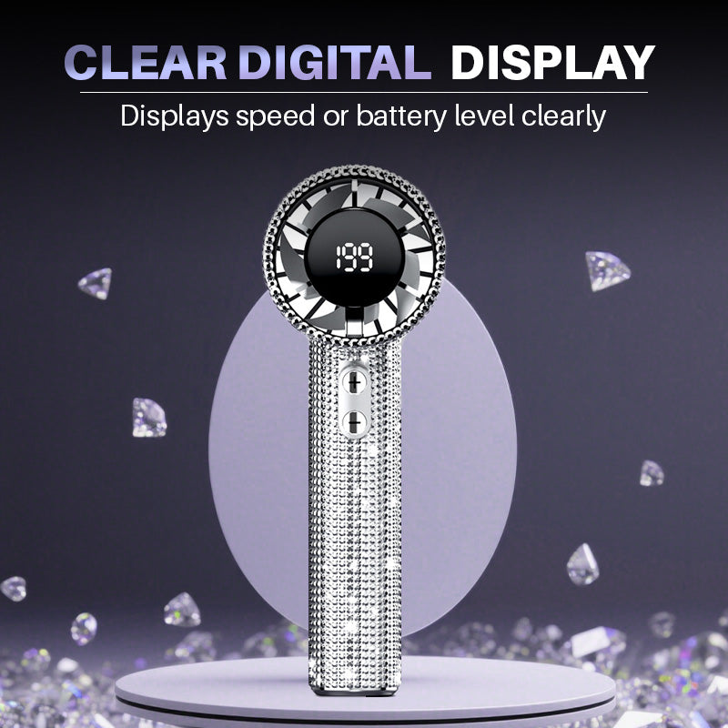 🥳2026 HOT SALE🥳💞50K+ SOLD!💎🌀 50% OFF! Rhinestone Handheld Fan – Powerful wind, long battery life. Stepless speed control, quiet operation. Cool & chic anywhere! ✨💤