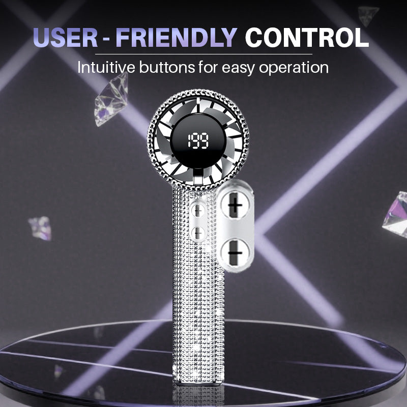 🥳2026 HOT SALE🥳💞50K+ SOLD!💎🌀 50% OFF! Rhinestone Handheld Fan – Powerful wind, long battery life. Stepless speed control, quiet operation. Cool & chic anywhere! ✨💤