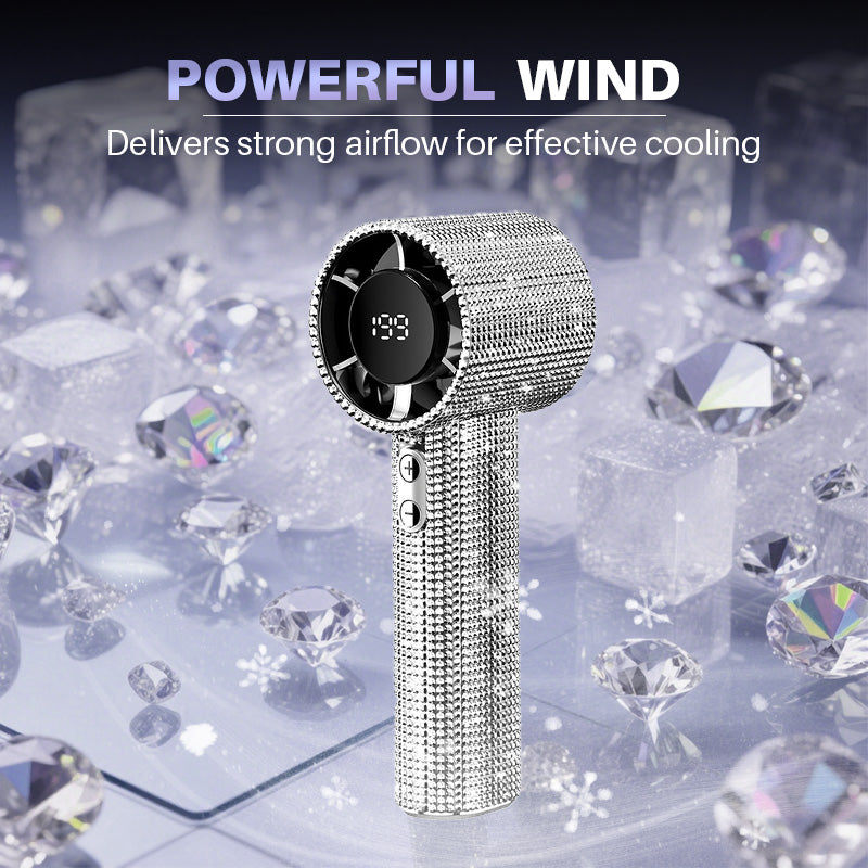 🥳2026 HOT SALE🥳💞50K+ SOLD!💎🌀 50% OFF! Rhinestone Handheld Fan – Powerful wind, long battery life. Stepless speed control, quiet operation. Cool & chic anywhere! ✨💤