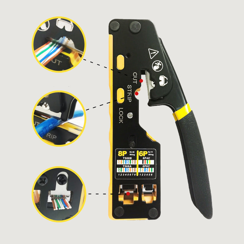 🥳2026 HOT SALE🥳💞50K+ SOLD!🔧🛠️ 50% OFF! Multi‑Function Network Cable Crimping Tool – 3‑in‑1: crimp, cut & strip. Through‑hole design for clean cuts. Color‑coded for error‑free wiring! 📡✨