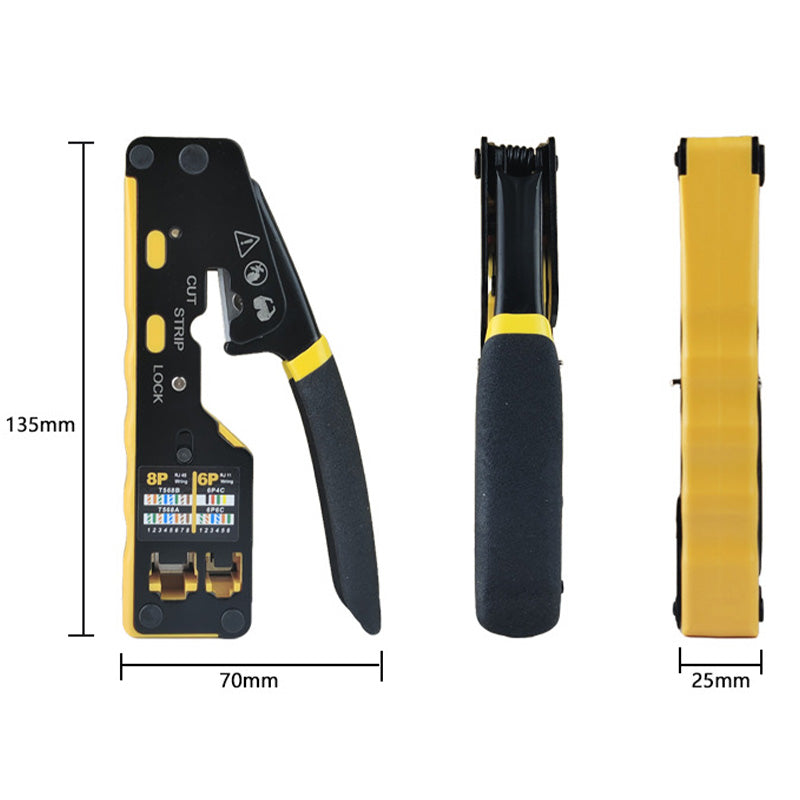 🥳2026 HOT SALE🥳💞50K+ SOLD!🔧🛠️ 50% OFF! Multi‑Function Network Cable Crimping Tool – 3‑in‑1: crimp, cut & strip. Through‑hole design for clean cuts. Color‑coded for error‑free wiring! 📡✨