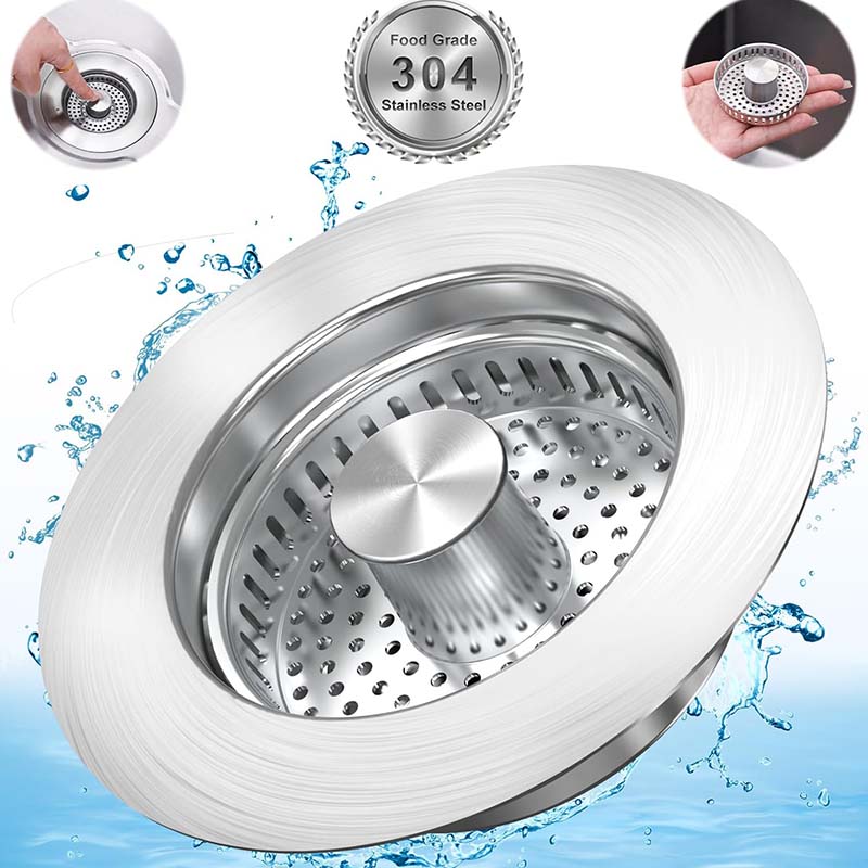 🥳2026 HOT SALE🥳💞50K+ SOLD!🚰🛡️ 50% OFF! Kitchen Sink Drain Strainer – 3‑in‑1: strainer, stopper & odour block. Press to fill, press to drain – no more clogs! 🧼✨