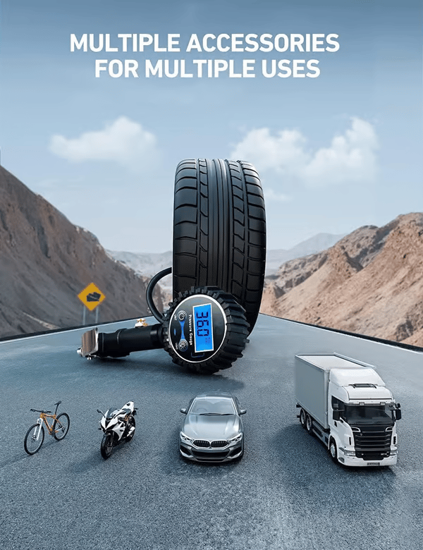 🥳2026 HOT SALE🥳💞50K+ SOLD! 🏎️🔧 LAST DAY 50% OFF! Digital Tire Inflator with Pressure Gauge – ±1% accuracy, 4 units, LED display & bleed valve. Inflate & check tires safely! 🛡️✅