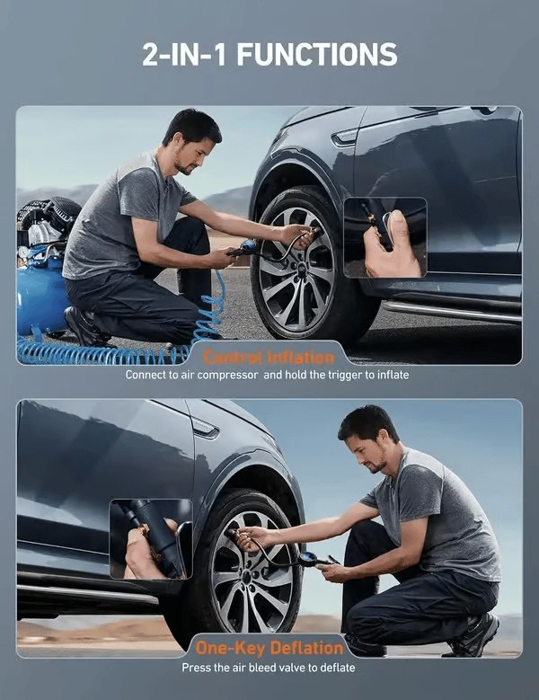 🥳2026 HOT SALE🥳💞50K+ SOLD! 🏎️🔧 LAST DAY 50% OFF! Digital Tire Inflator with Pressure Gauge – ±1% accuracy, 4 units, LED display & bleed valve. Inflate & check tires safely! 🛡️✅