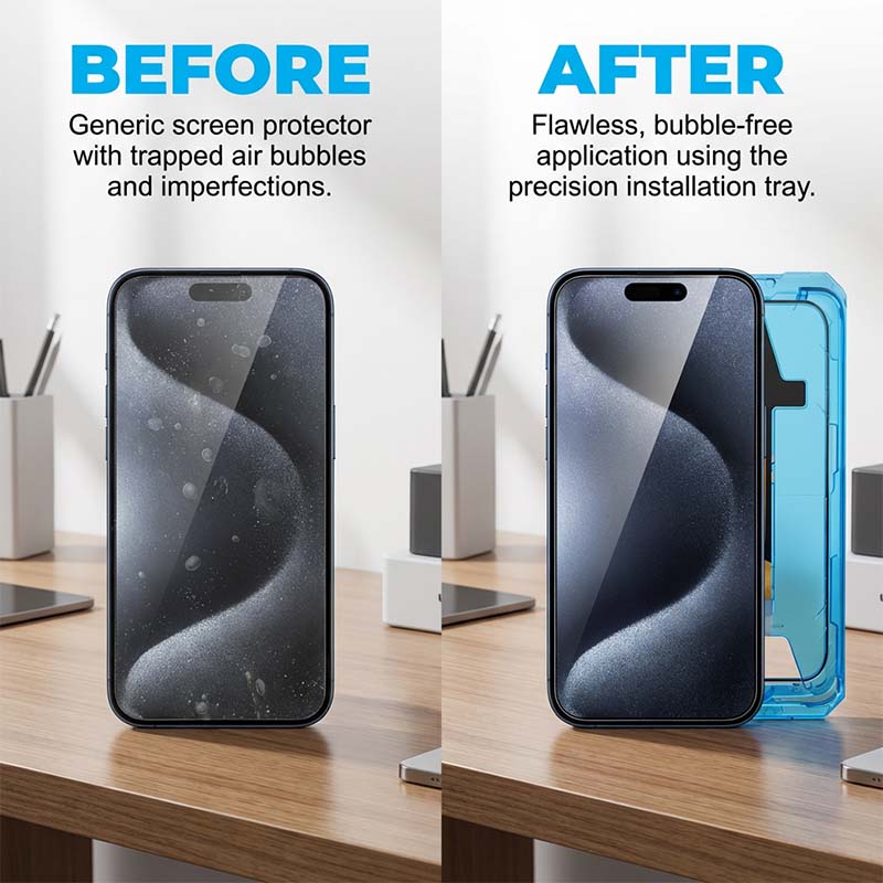 🥳2026 HOT SALE🥳💞50K+ SOLD!📱🛡️ 50% OFF! Auto‑align Screen Protector – 9H tempered glass, dust‑free & bubble‑free. Easy install in seconds – no more misalignment! 🔒✨