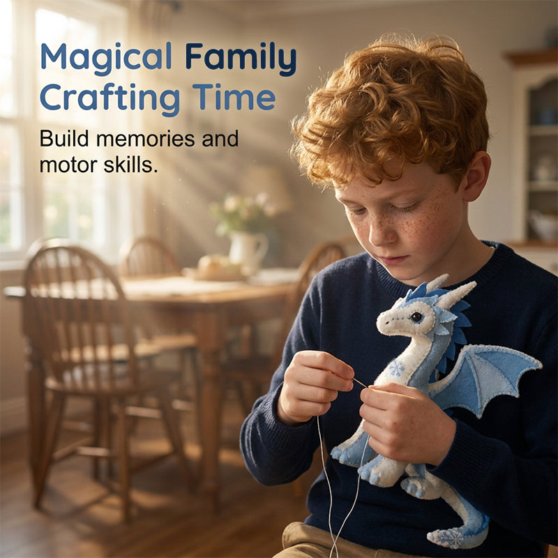 🥳2026 HOT SALE🥳💞50K+ SOLD!🐉🧵 50% OFF! DIY Ice Dragon Felt Patchwork Kit – Pre‑cut fabric, easy stitch holes & visual guide. A magical craft for kids & grandparents! 🌨️✨