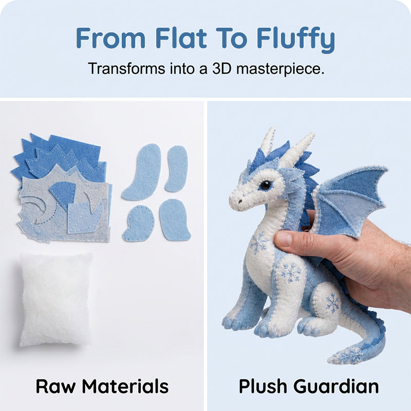 🥳2026 HOT SALE🥳💞50K+ SOLD!🐉🧵 50% OFF! DIY Ice Dragon Felt Patchwork Kit – Pre‑cut fabric, easy stitch holes & visual guide. A magical craft for kids & grandparents! 🌨️✨