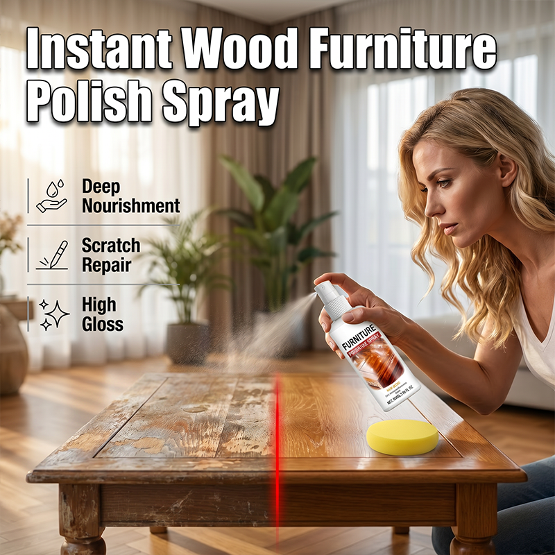 🥳2026 HOT SALE🥳💞50K+ SOLD!💎🖼️50% OFF! Furniture Polish Spray – Instantly restores wood shine, nourishes & protects. Includes soft sponge. Brings old furniture back to life! 💫🛋️