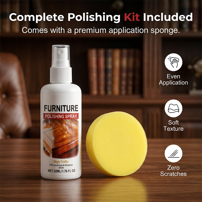 🥳2026 HOT SALE🥳💞50K+ SOLD!💎🖼️50% OFF! Furniture Polish Spray – Instantly restores wood shine, nourishes & protects. Includes soft sponge. Brings old furniture back to life! 💫🛋️