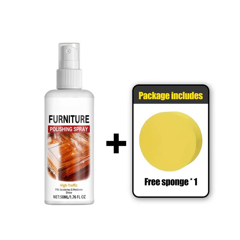 🥳2026 HOT SALE🥳💞50K+ SOLD!💎🖼️50% OFF! Furniture Polish Spray – Instantly restores wood shine, nourishes & protects. Includes soft sponge. Brings old furniture back to life! 💫🛋️