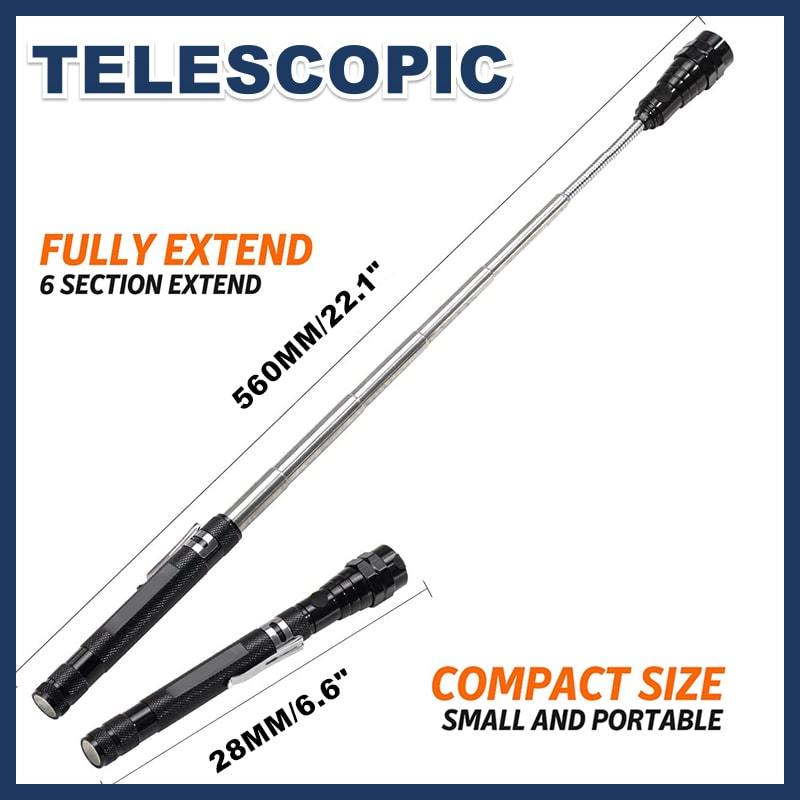 🥳2026 HOT SALE🥳💞50K+ SOLD!🔦🧲 50% OFF! Magnetic Telescopic Flashlight – Extends 16–56cm, 360° gooseneck. Strong magnet, super bright. Perfect for hard‑to‑reach spots! 🛠️✨