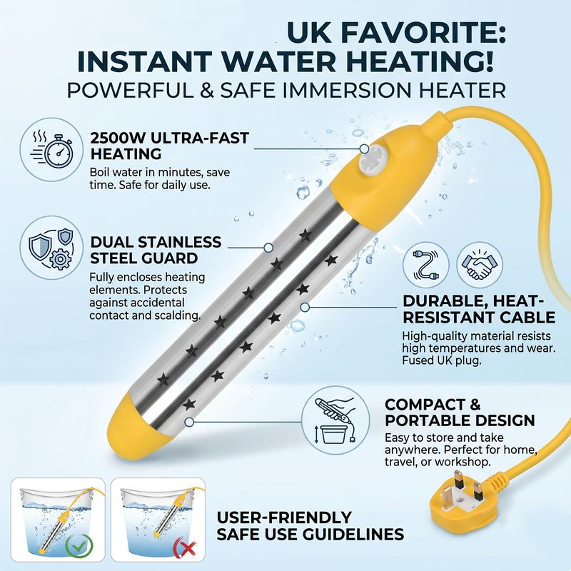 🥳2026 HOT SALE🥳💞50K+ SOLD!🛡️⚡ 50% OFF! Safe Anti‑Scald Immersion Heater – Stainless steel guard prevents burns. Boils water in minutes. Perfect for travel & home! ☕✨
