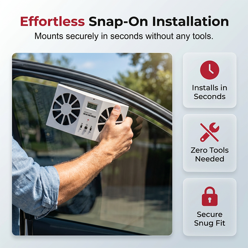 🥳2026 HOT SALE🥳💞50K+ SOLD!☀️🚗 50% OFF! Solar Car Exhaust Fan – Dual turbo fans expel hot air fast. Solar‑powered, no wiring. Real‑time temp display. Step into a cool car! 🌬️✨