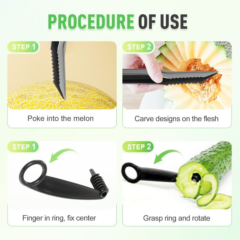 Spiral and V Tool Duo for Fruit Decorating