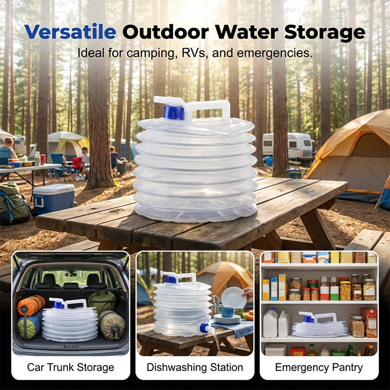 🥳2026 HOT SALE🥳💞50K+ SOLD!🚐💧 50% OFF! Collapsible Water Container with Spigot – Folds flat, stores small. Leak‑proof tap, easy pour. Perfect for camping & road trips! 🏕️✨