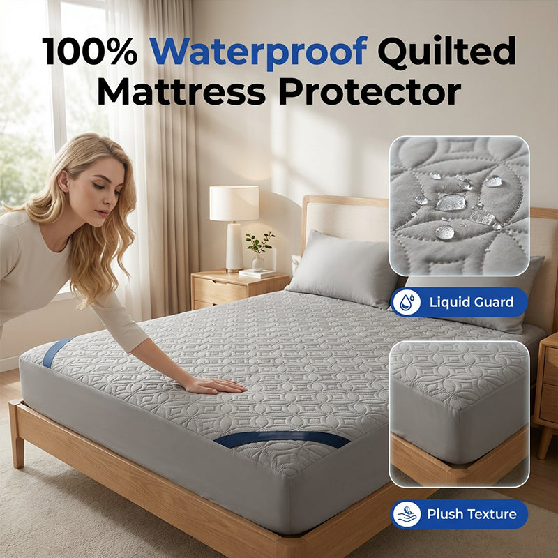 🥳2026 HOT SALE🥳💞50K+ SOLD!🛏️🛡️ 50% OFF! Quilted Waterproof Mattress Protector – Blocks spills & stains, keeps your mattress fresh. Deep pocket, no shifting. Sleep soundly! 😴✨