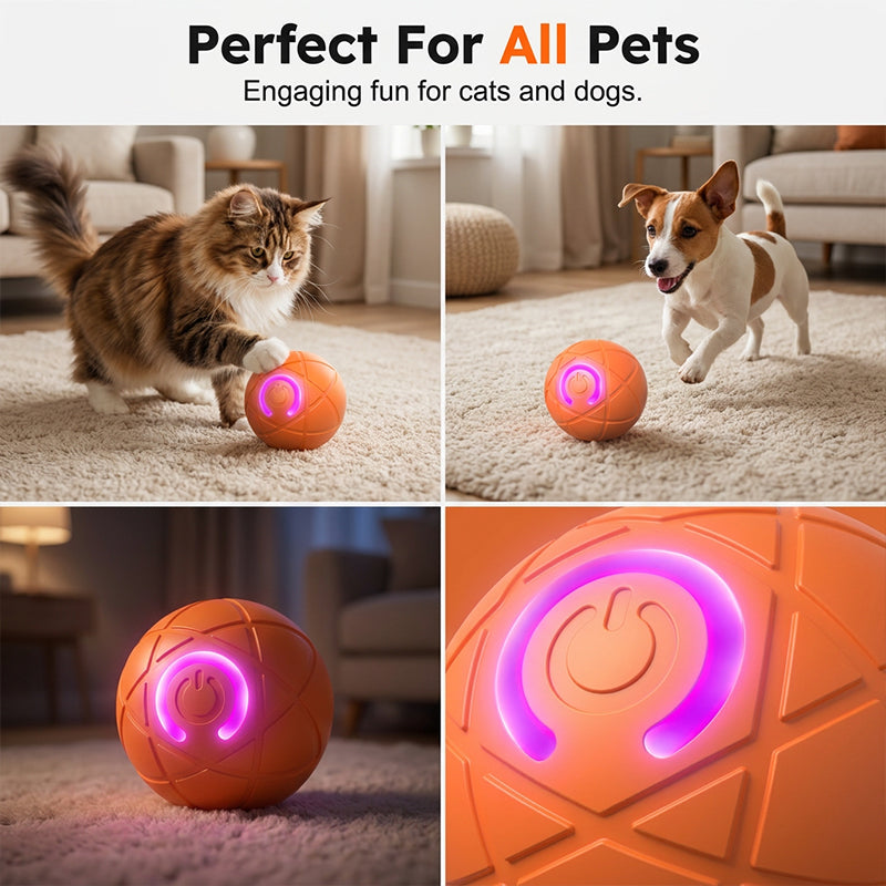 🥳2026 HOT SALE🥳💞50K+ SOLD!🐱🐶 50% OFF! Auto Bouncing Smart Pet Ball – Solo play companion, reduces anxiety & boredom. Durable & safe for small dogs & cats. USB rechargeable! 🐾✨