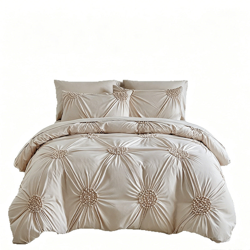 🥳2026 HOT SALE🥳💞50K+ SOLD!💤🌙 50% OFF! Elegant Tufted Floral Pinch Pleat Duvet Cover Set – Premium soft & breathable blend, timeless khaki tone. 35K+ sold – create your dream bedroom today! 🛏️✨