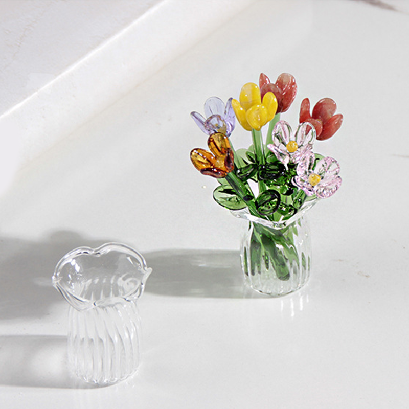 🥳2026 HOT SALE🥳💞50K+ SOLD! 🎁✨ 50% OFF! Mini Glass Bouquet – 6cm tall, 7 glass flowers + vase, never withers. Elegant gift for home & office! 🏠💚