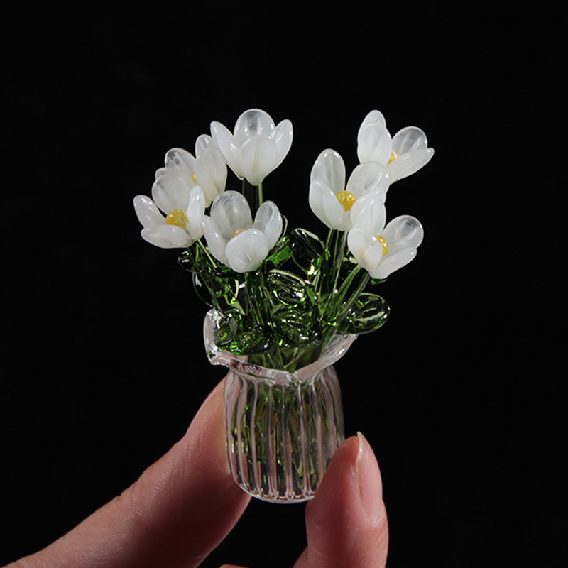 🥳2026 HOT SALE🥳💞50K+ SOLD! 🎁✨ 50% OFF! Mini Glass Bouquet – 6cm tall, 7 glass flowers + vase, never withers. Elegant gift for home & office! 🏠💚