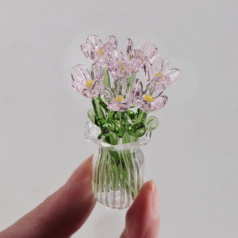 🥳2026 HOT SALE🥳💞50K+ SOLD! 🎁✨ 50% OFF! Mini Glass Bouquet – 6cm tall, 7 glass flowers + vase, never withers. Elegant gift for home & office! 🏠💚