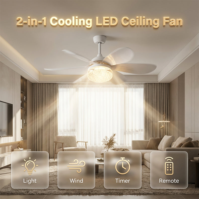 🥳2026 HOT SALE🥳💞50K+ SOLD!💡🌀 50% OFF! 2‑in‑1 Cooling LED Ceiling Fan – Light & fan in one, remote controlled. 3‑colour dimming, 3 speeds. Easy E27 screw‑in install! 🏠✨