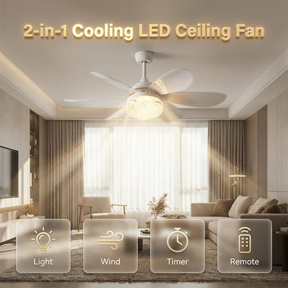🥳2026 HOT SALE🥳💞50K+ SOLD!💡🌀 50% OFF! 2‑in‑1 Cooling LED Ceiling Fan – Light & fan in one, remote controlled. 3‑colour dimming, 3 speeds. Easy E27 screw‑in install! 🏠✨
