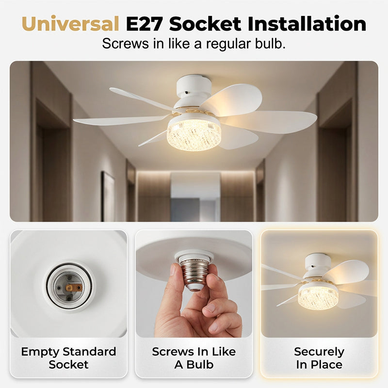 🥳2026 HOT SALE🥳💞50K+ SOLD!💡🌀 50% OFF! 2‑in‑1 Cooling LED Ceiling Fan – Light & fan in one, remote controlled. 3‑colour dimming, 3 speeds. Easy E27 screw‑in install! 🏠✨