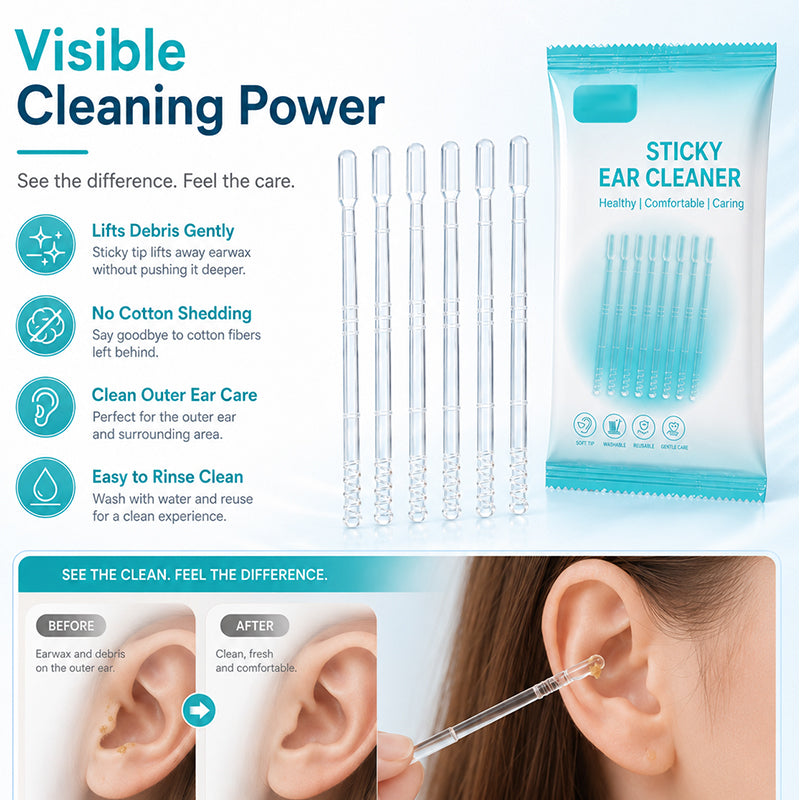 🥳2026 HOT SALE🥳💞50K+ SOLD!👂✨ 50% OFF! Gentle Sticky Ear Cleaning Sticks – Adhesive tip lifts dry earwax without scraping. Soft rounded ends, safe & comfortable. Reusable & hygienic! 🛡️💧