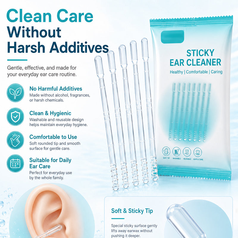 🥳2026 HOT SALE🥳💞50K+ SOLD!👂✨ 50% OFF! Gentle Sticky Ear Cleaning Sticks – Adhesive tip lifts dry earwax without scraping. Soft rounded ends, safe & comfortable. Reusable & hygienic! 🛡️💧