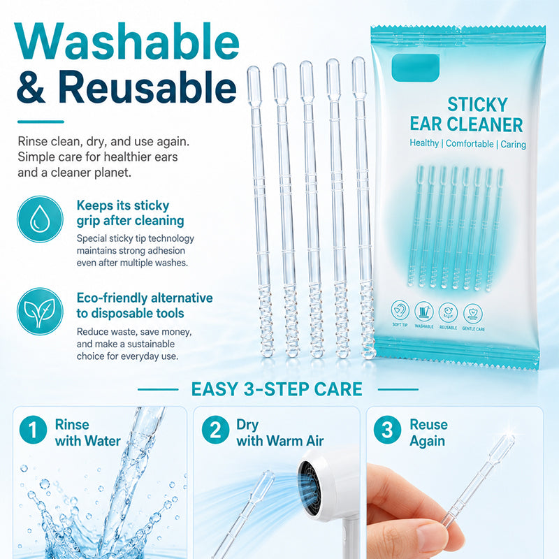 🥳2026 HOT SALE🥳💞50K+ SOLD!👂✨ 50% OFF! Gentle Sticky Ear Cleaning Sticks – Adhesive tip lifts dry earwax without scraping. Soft rounded ends, safe & comfortable. Reusable & hygienic! 🛡️💧