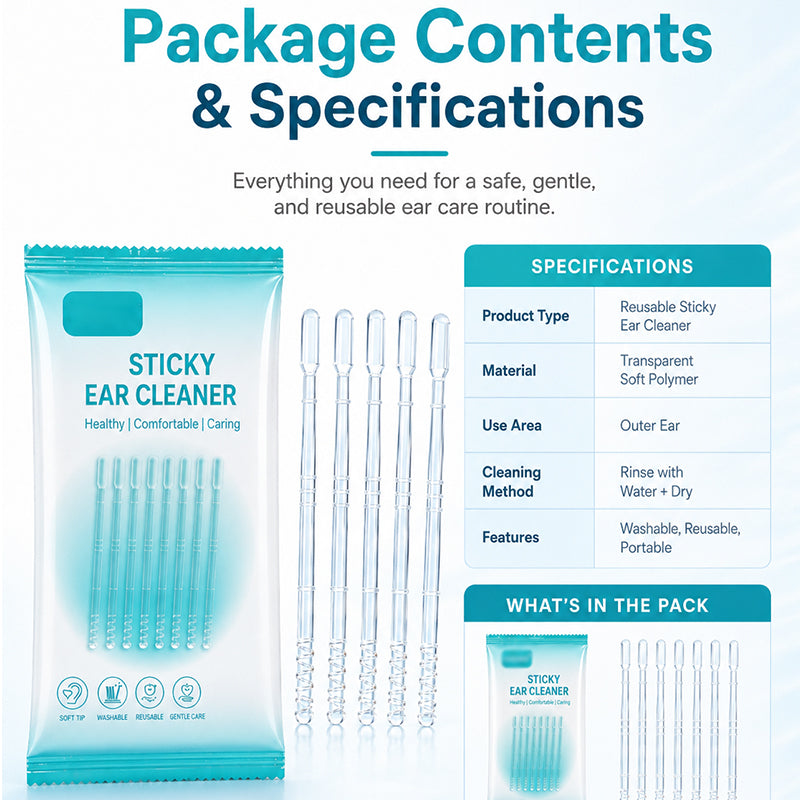 🥳2026 HOT SALE🥳💞50K+ SOLD!👂✨ 50% OFF! Gentle Sticky Ear Cleaning Sticks – Adhesive tip lifts dry earwax without scraping. Soft rounded ends, safe & comfortable. Reusable & hygienic! 🛡️💧