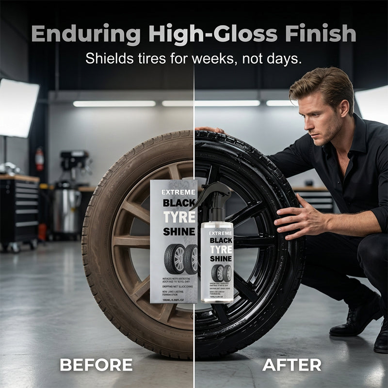 🥳2026 HOT SALE🥳💞50K+ SOLD!🛞✨ 50% OFF! Tire Shine Spray – Instant wet black shine, lasts for weeks. Anti‑static formula repels dirt. No wiping, just spray & go! 🚗💨