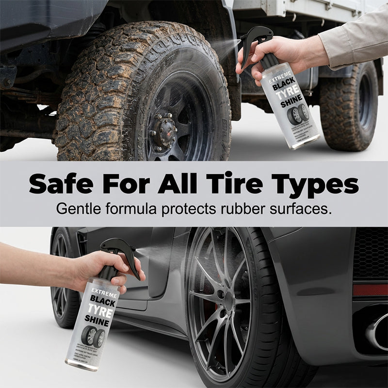 🥳2026 HOT SALE🥳💞50K+ SOLD!🛞✨ 50% OFF! Tire Shine Spray – Instant wet black shine, lasts for weeks. Anti‑static formula repels dirt. No wiping, just spray & go! 🚗💨