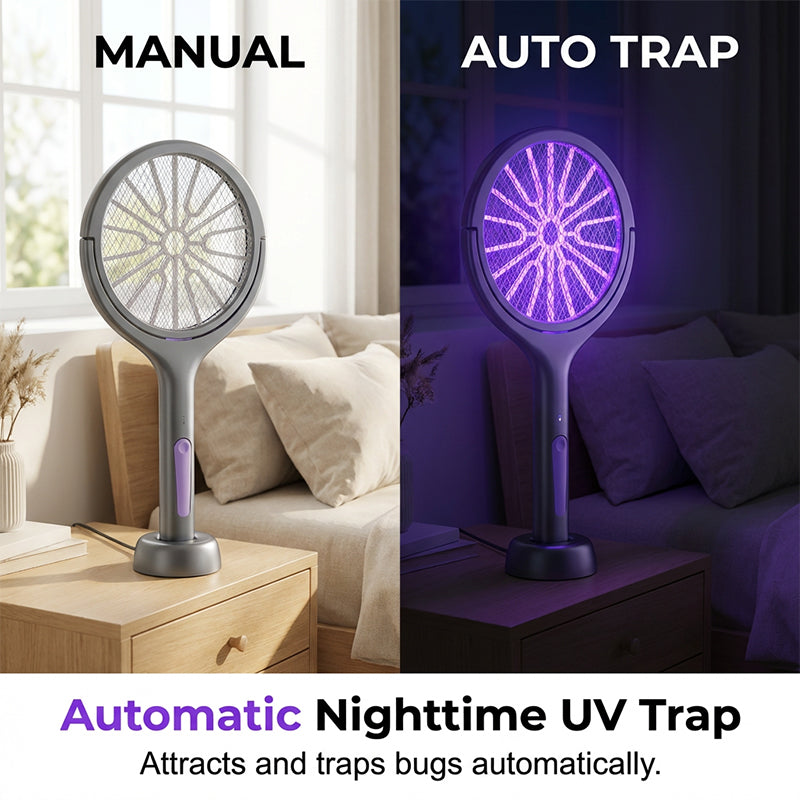 🥳2026 HOT SALE🥳💞50K+ SOLD!🛡️💤 50% OFF! Rechargeable Bug Zapper – Triple‑layer safety mesh, extendable handle, rotates for wall & corner strikes. Pest‑free sleep, worry‑free safety! 🌟💚